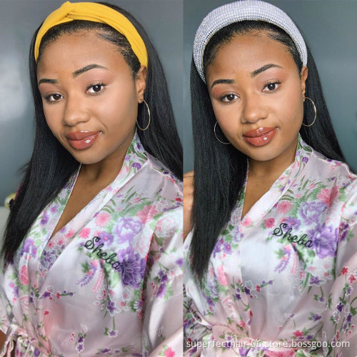 Top Selling New Arrival Human Hair Kinky Curly Headband Wigs Cheap Machine Made Non Lace Wig On Sale